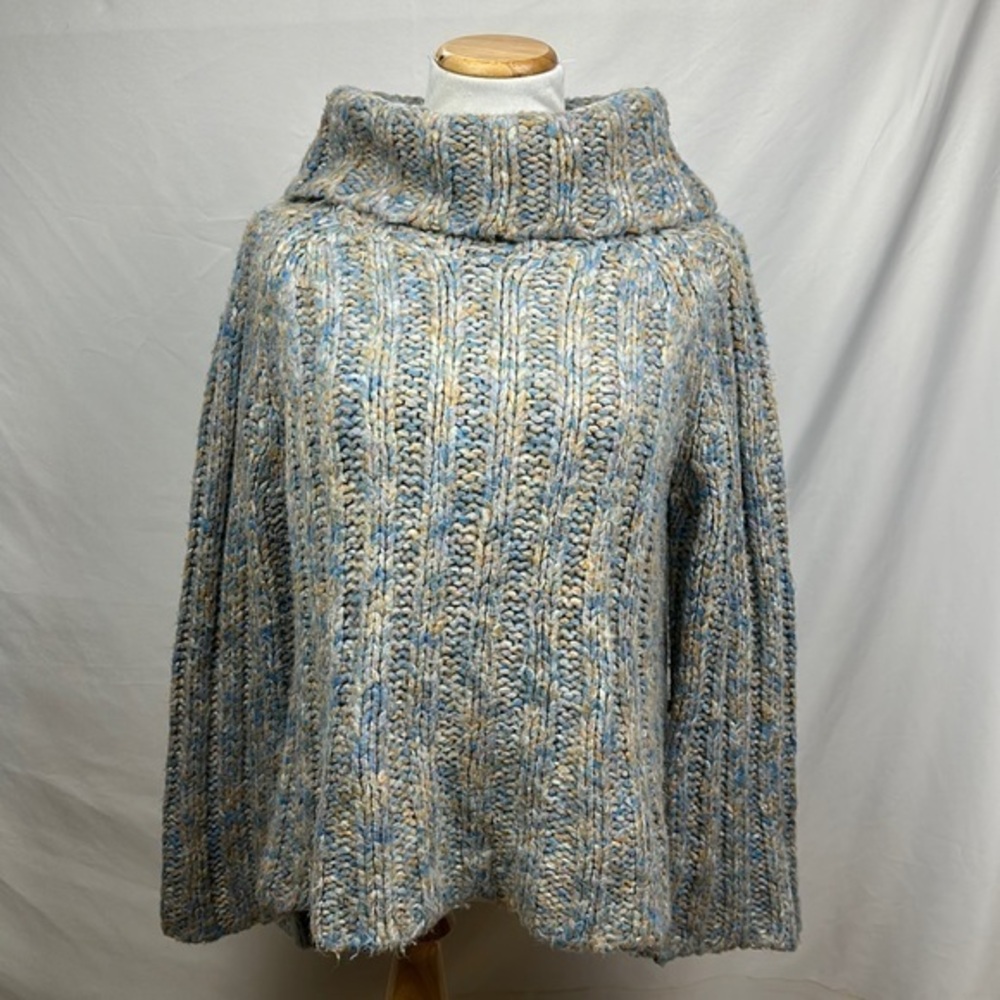 Relais Knitware Marled Blue and Cream Cowl Neck Sweater